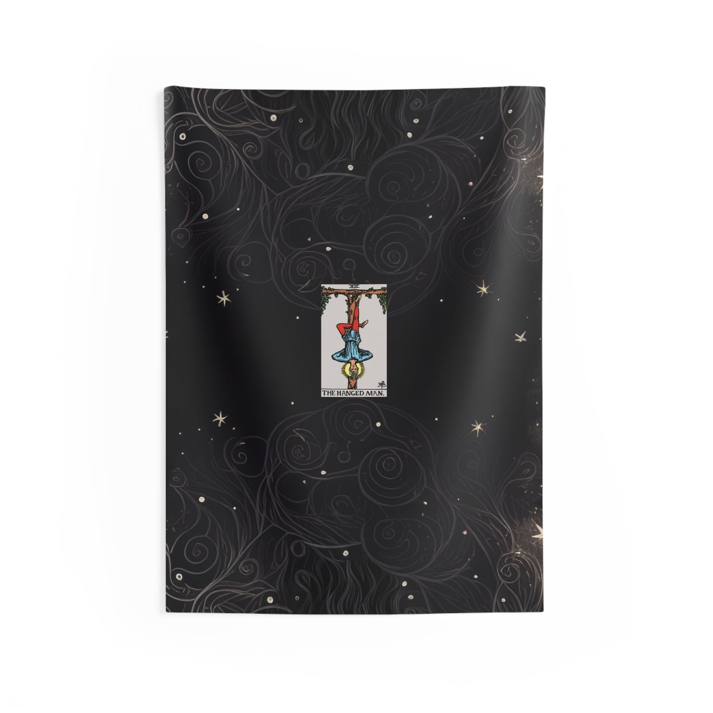 The Hanged Man Tarot Card Altar Cloth or Tapestry with Starry Background