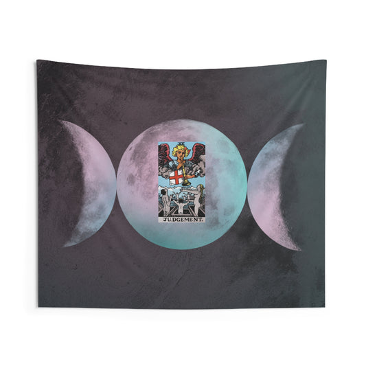 The Judgement Tarot Card Altar Cloth or Tapestry with Triple Goddess Symbol