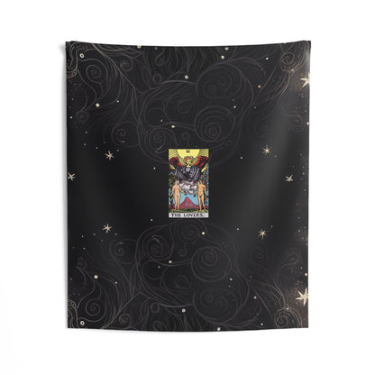 The Lovers Tarot Card Altar Cloth or Tapestry with Starry Background