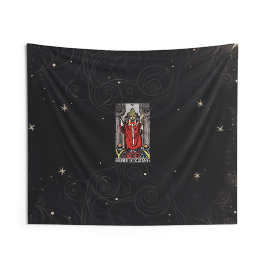 The Hierophant Tarot Card Altar Cloth or Tapestry with Starry Background