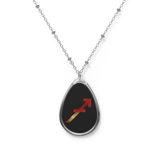 Sagittarius Zodiac Sign ~ Necklace & Oval Pendant With Chain
