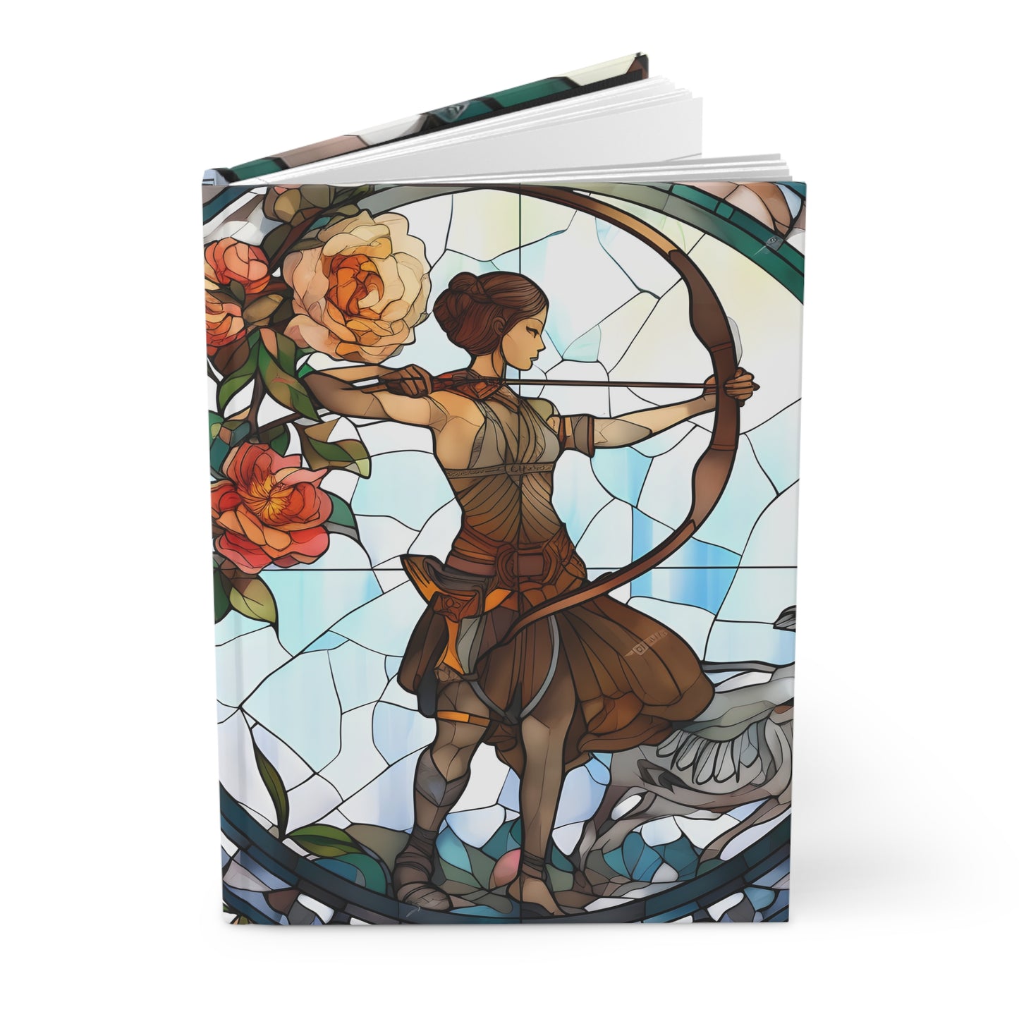 Sagittarius Stained Glass Illustration Hardcover 150 Page Journal