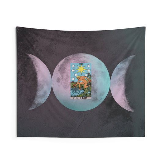 The Star Tarot Card Altar Cloth or Tapestry with Triple Goddess Symbol