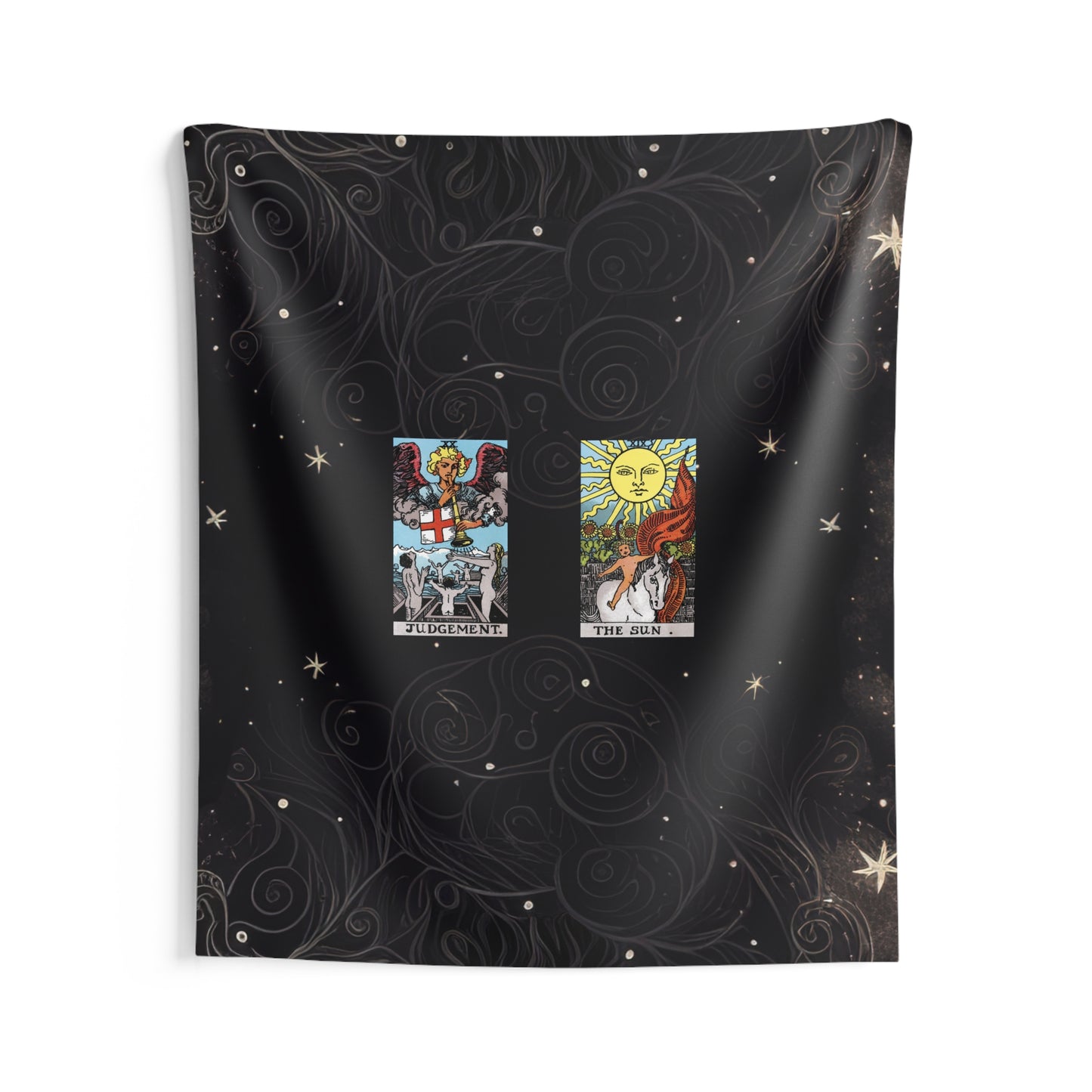 The Judgement AND The Sun Tarot Cards Altar Cloth or Tapestry with Starry Background