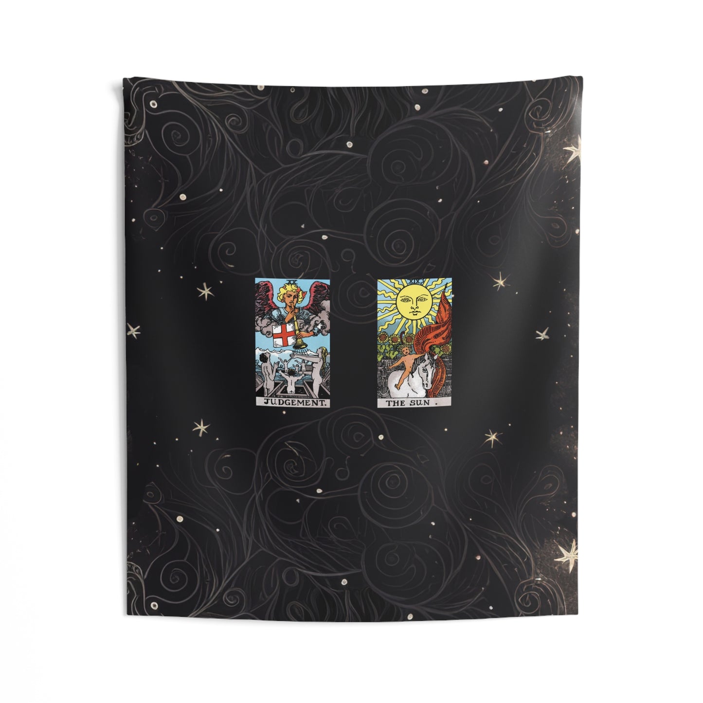 The Judgement AND The Sun Tarot Cards Altar Cloth or Tapestry with Starry Background