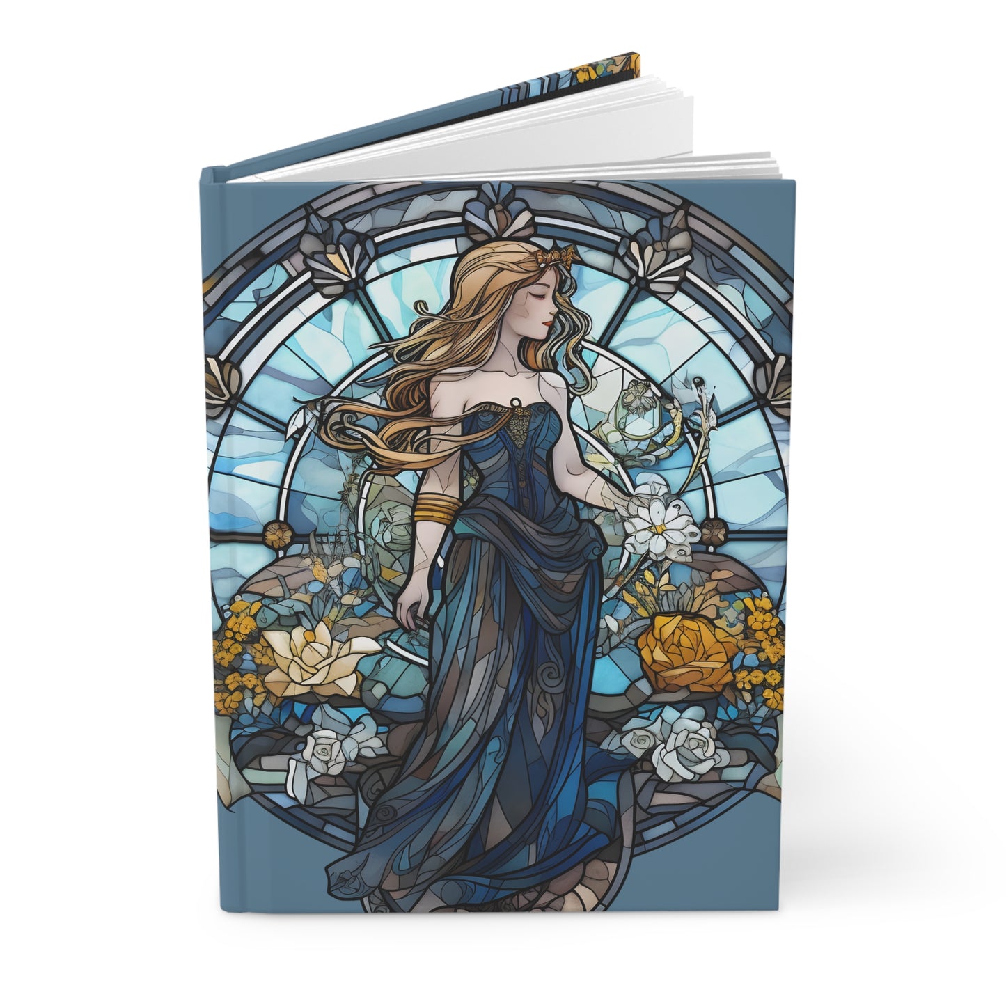 Virgo Stained Glass Illustration Hardcover 150 Page Journal