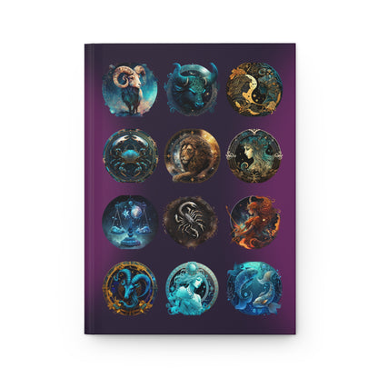 Zodiac Lined Journal with Amethyst Background - Hardcover 150 Page