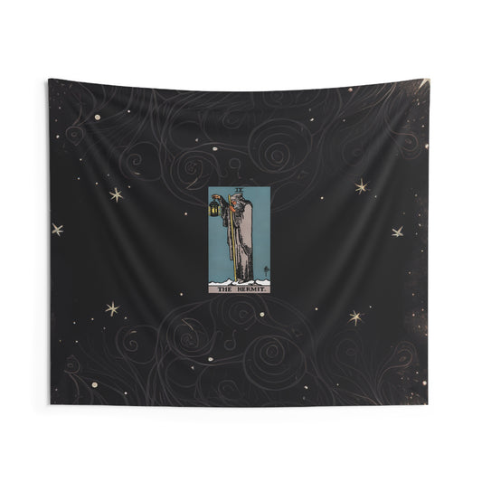 The Hermit Tarot Card Altar Cloth or Tapestry with Starry Background