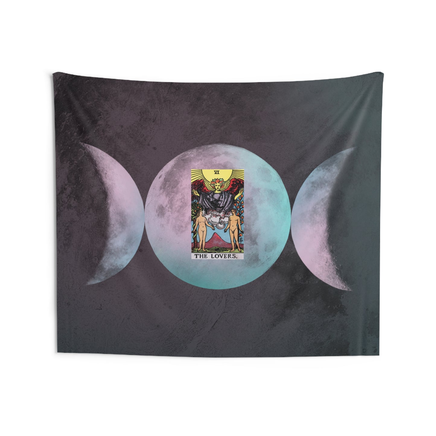 The Lovers Tarot Card Altar Cloth or Tapestry with Triple Goddess Symbol