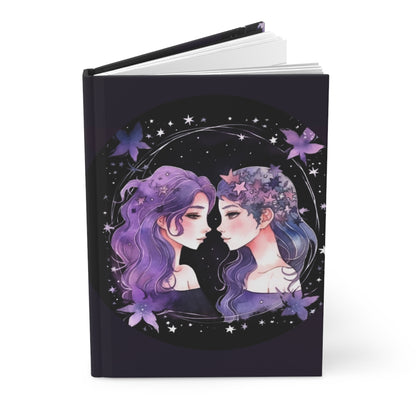 Gemini Purple Twins with Poem Hardcover 150 Page Journal