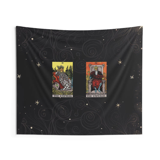 The Emperor AND The Empress Tarot Cards Altar Cloth or Tapestry with Starry Background