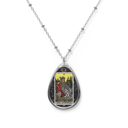 The Empress Tarot Card Oval Pendant Necklace With Chain
