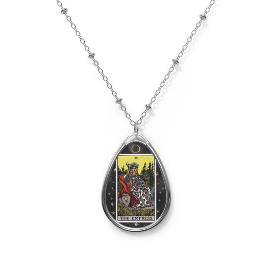 The Empress Tarot Card Oval Pendant Necklace With Chain