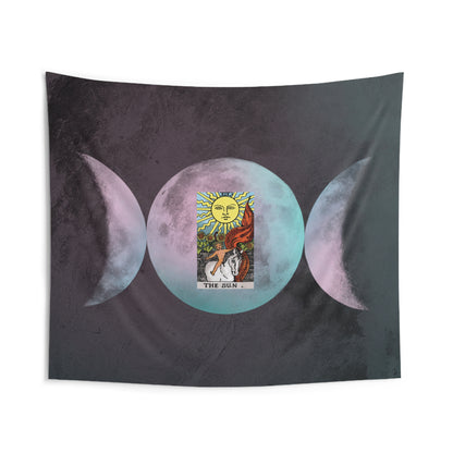 The Sun Tarot Card Altar Cloth or Tapestry with Triple Goddess Symbol