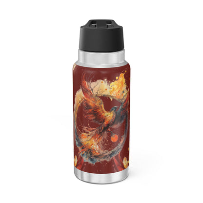 Scorpio Zodiac Sign Phoenix in Fire Illustration ~ 32oz Tumbler With Lid and Straw