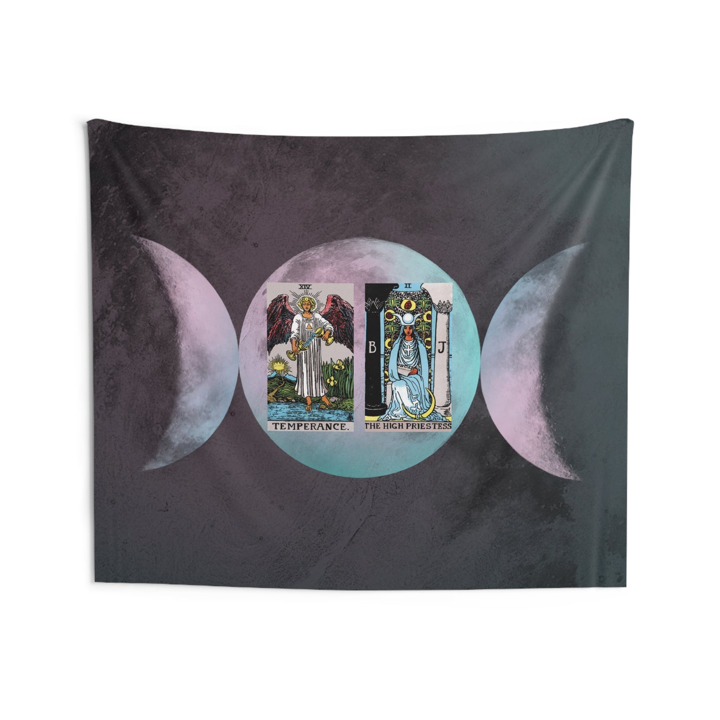The Temperance AND The High priestess Tarot Cards Altar Cloth or Tapestry with Triple Goddess Symbol