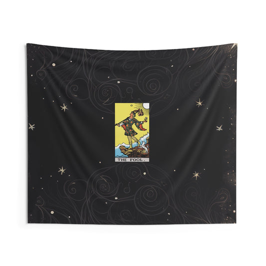 The Fool Tarot Card Altar Cloth or Tapestry with Starry Background