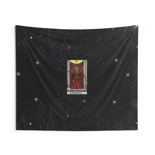 The Justice Tarot Card Altar Cloth or Tapestry with Starry Background