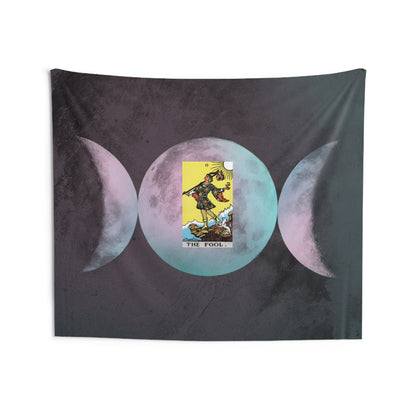 The Fool Tarot Card Altar Cloth or Tapestry with Triple Goddess Symbol