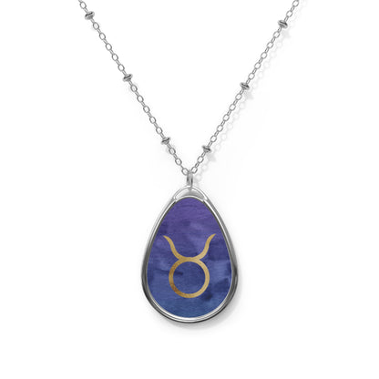 Taurus Zodiac Sign in Gold ~ Necklace & Oval Pendant With Chain