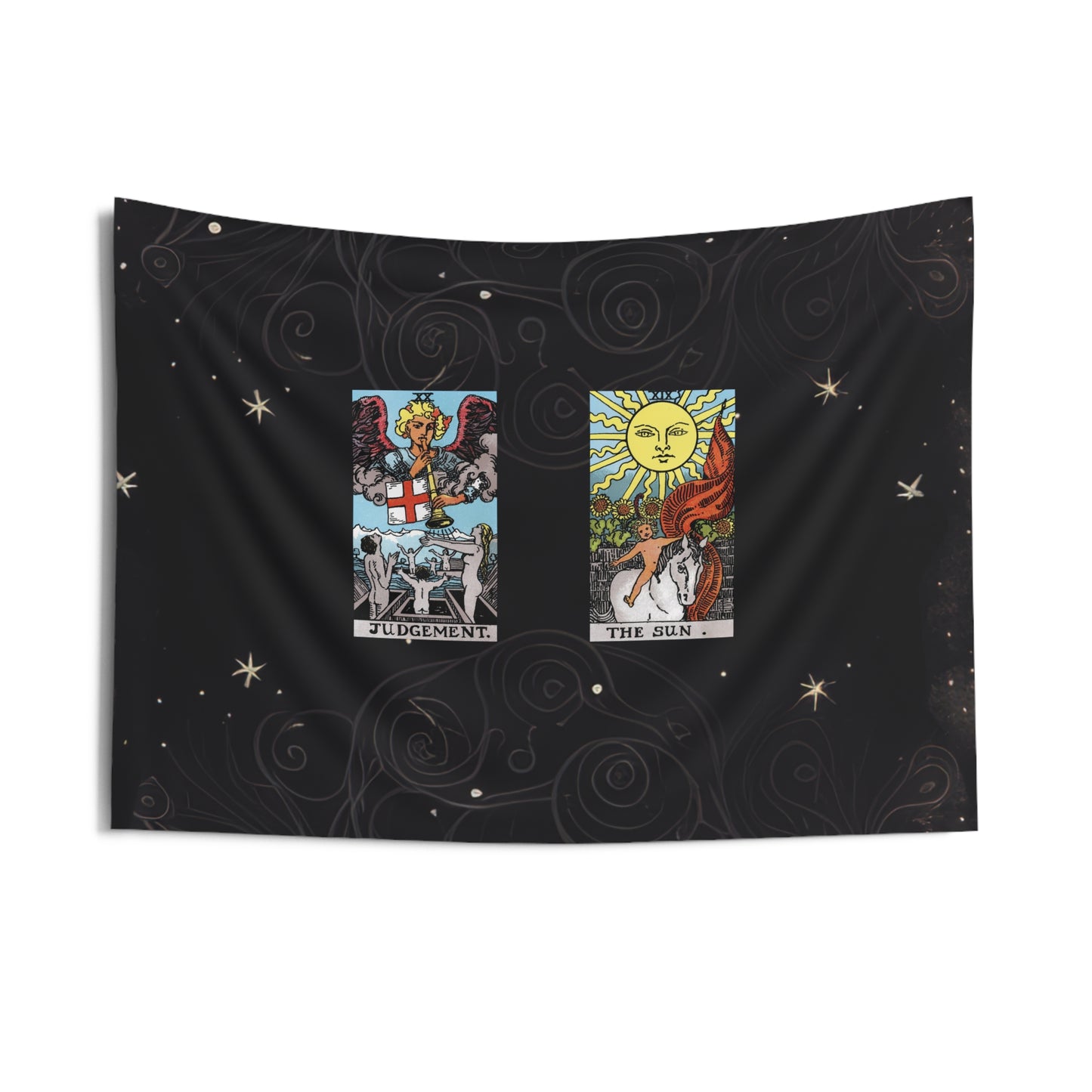 The Judgement AND The Sun Tarot Cards Altar Cloth or Tapestry with Starry Background