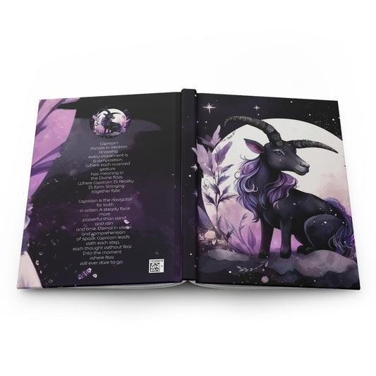 Capricorn Purple Caricature with Poem Hardcover 150 Page Journal