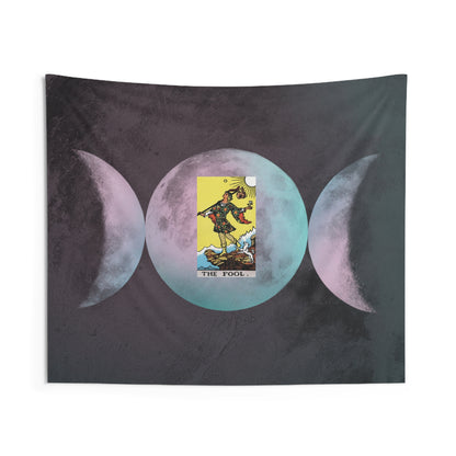 The Fool Tarot Card Altar Cloth or Tapestry with Triple Goddess Symbol