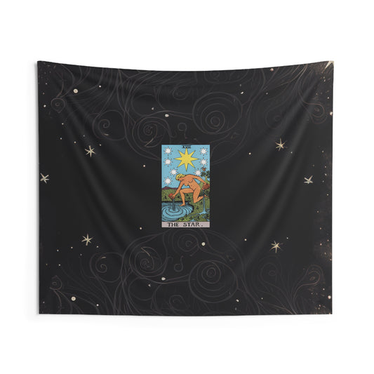 The Star Tarot Card Altar Cloth or Tapestry with Starry Background