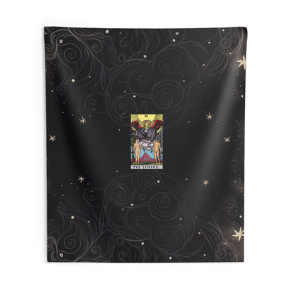 The Lovers Tarot Card Altar Cloth or Tapestry with Starry Background