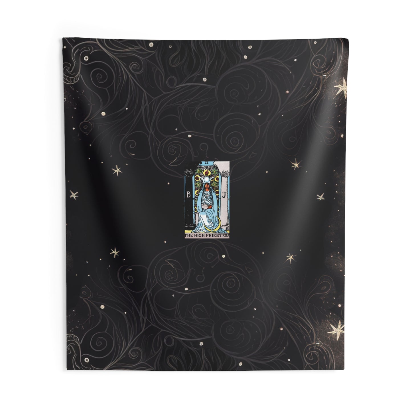 The High Priestess Tarot Card Altar Cloth or Tapestry with Starry Background