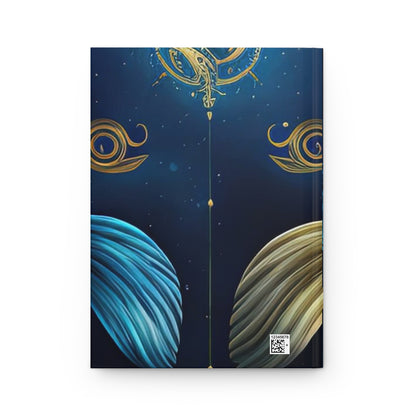 Pisces Fish in Gold and Blue Hardcover 150 Page Journal