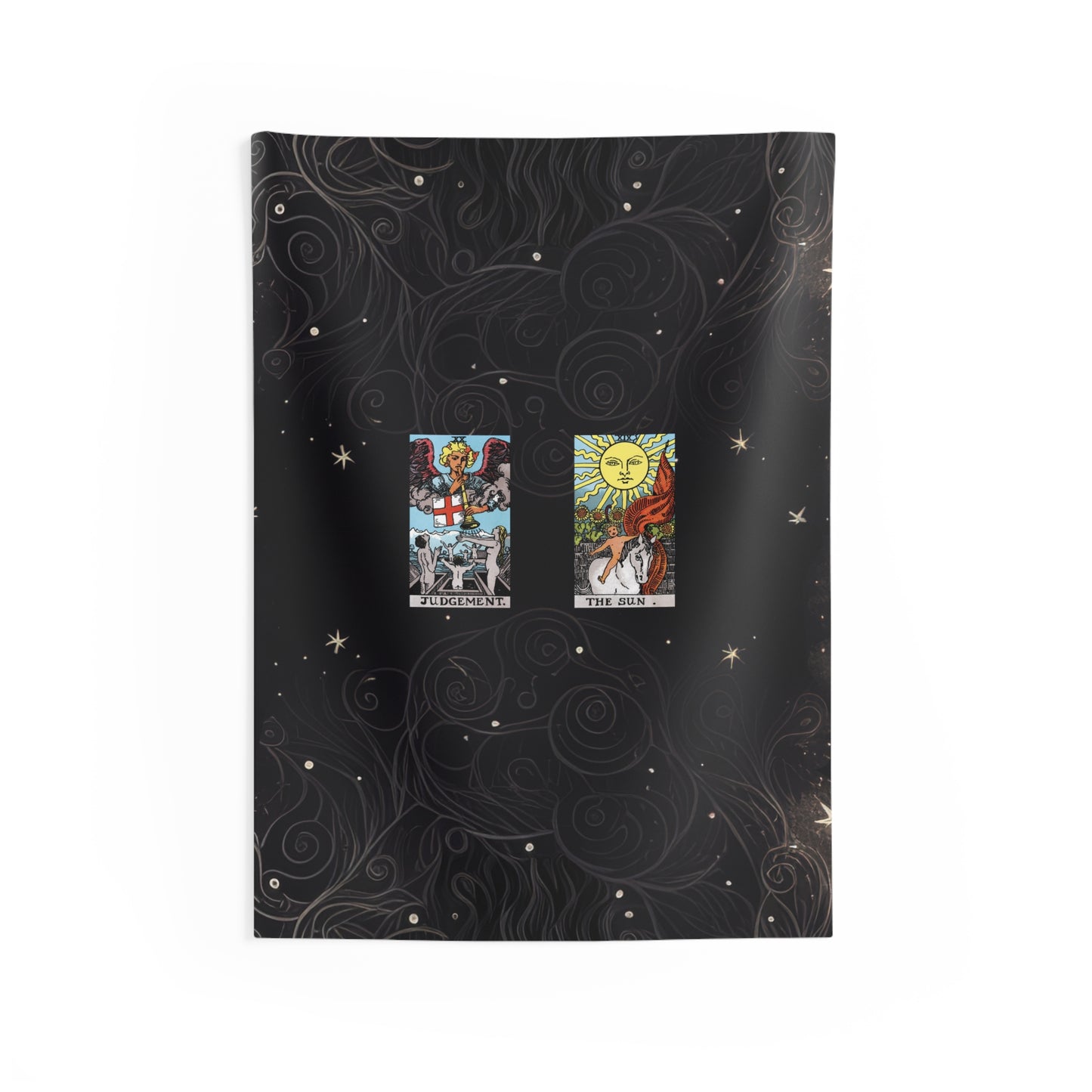 The Judgement AND The Sun Tarot Cards Altar Cloth or Tapestry with Starry Background