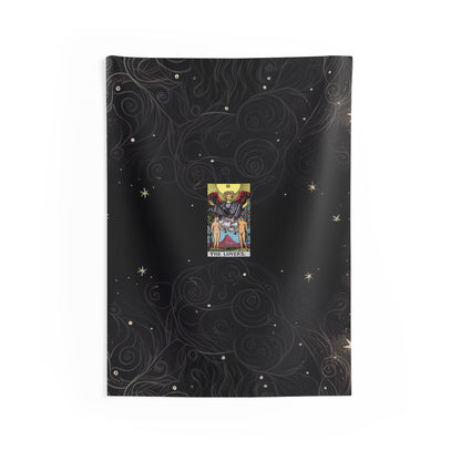 The Lovers Tarot Card Altar Cloth or Tapestry with Starry Background