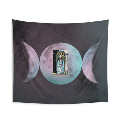 The High Priestess Tarot Card Altar Cloth or Tapestry with Triple Goddess Symbol