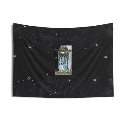 The High Priestess Tarot Card Altar Cloth or Tapestry with Starry Background