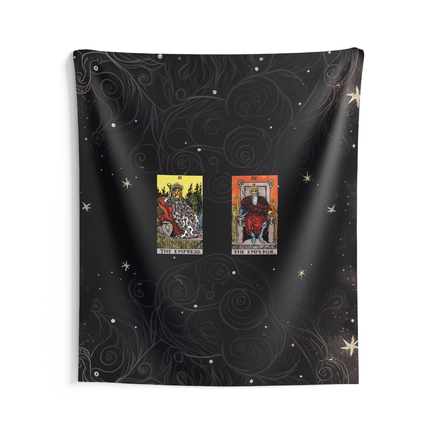 The Emperor AND The Empress Tarot Cards Altar Cloth or Tapestry with Starry Background