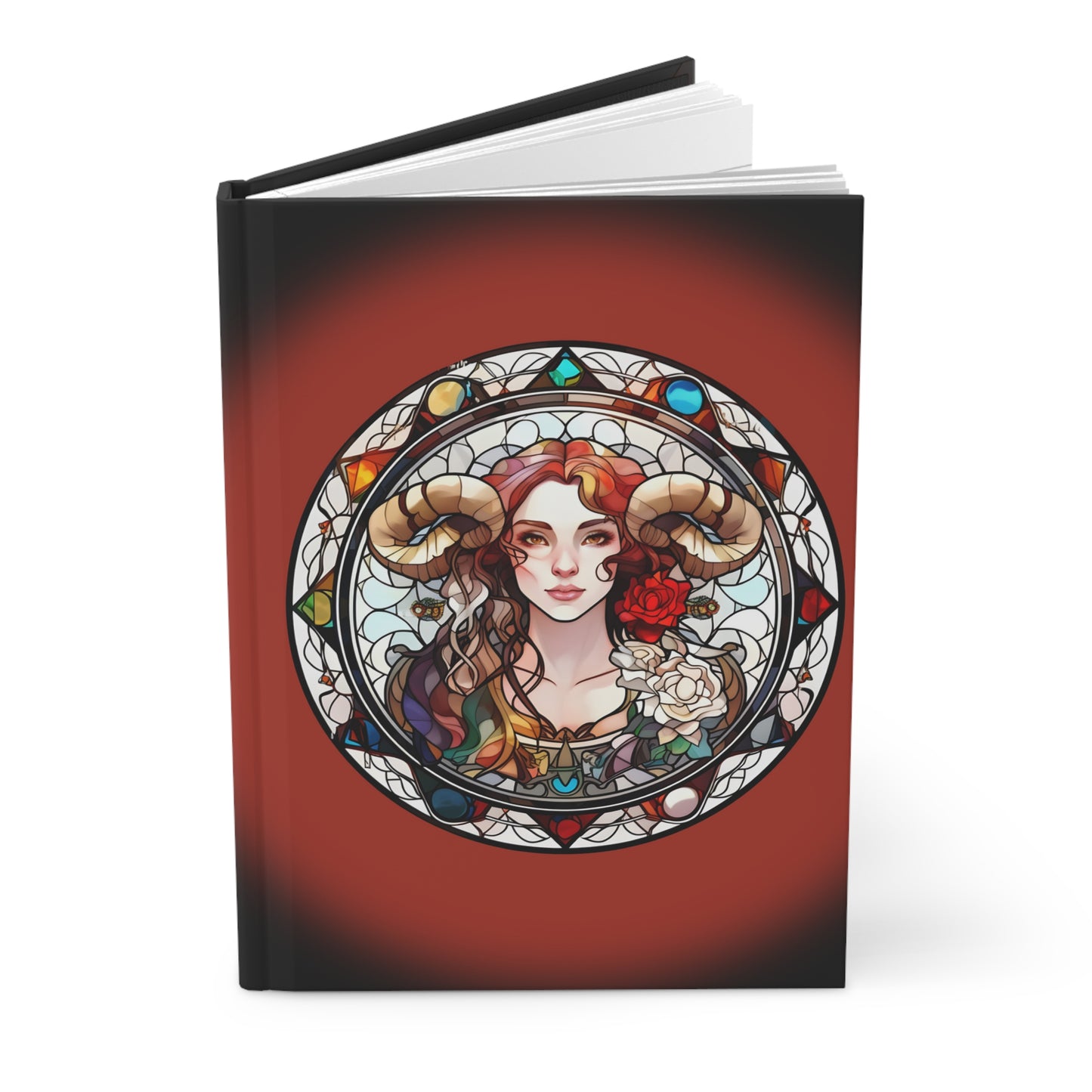 Aries Stained Glass Illustration Hardcover 150 Page Journal
