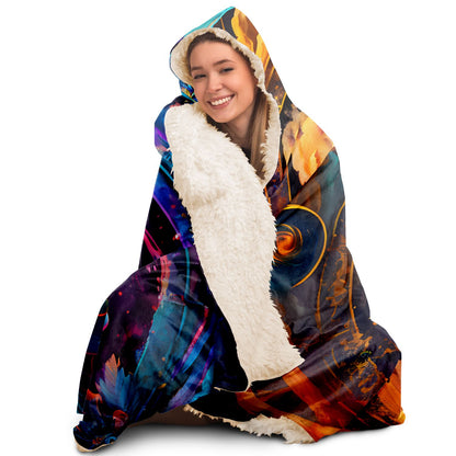Gemini Water and Fire Twins Hooded Blanket