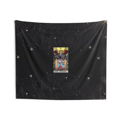 The Lovers Tarot Card Altar Cloth or Tapestry with Starry Background