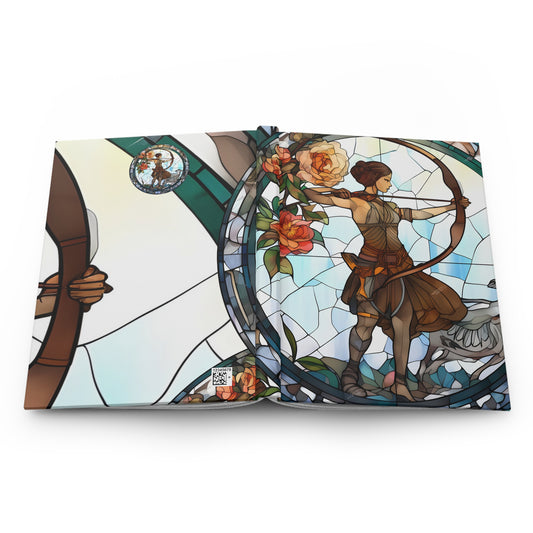 Sagittarius Stained Glass Illustration Hardcover 150 Page Journal