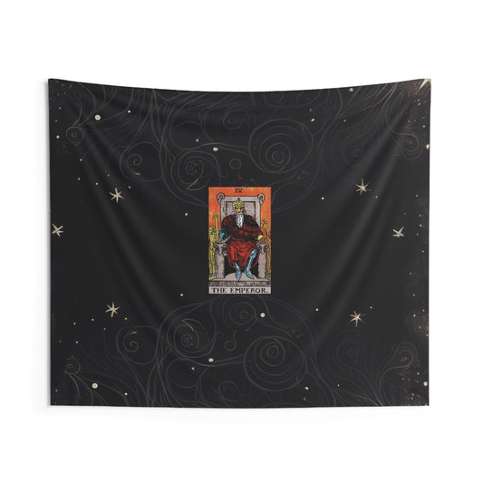 The Emperor Tarot Card Altar Cloth or Tapestry with Starry Background