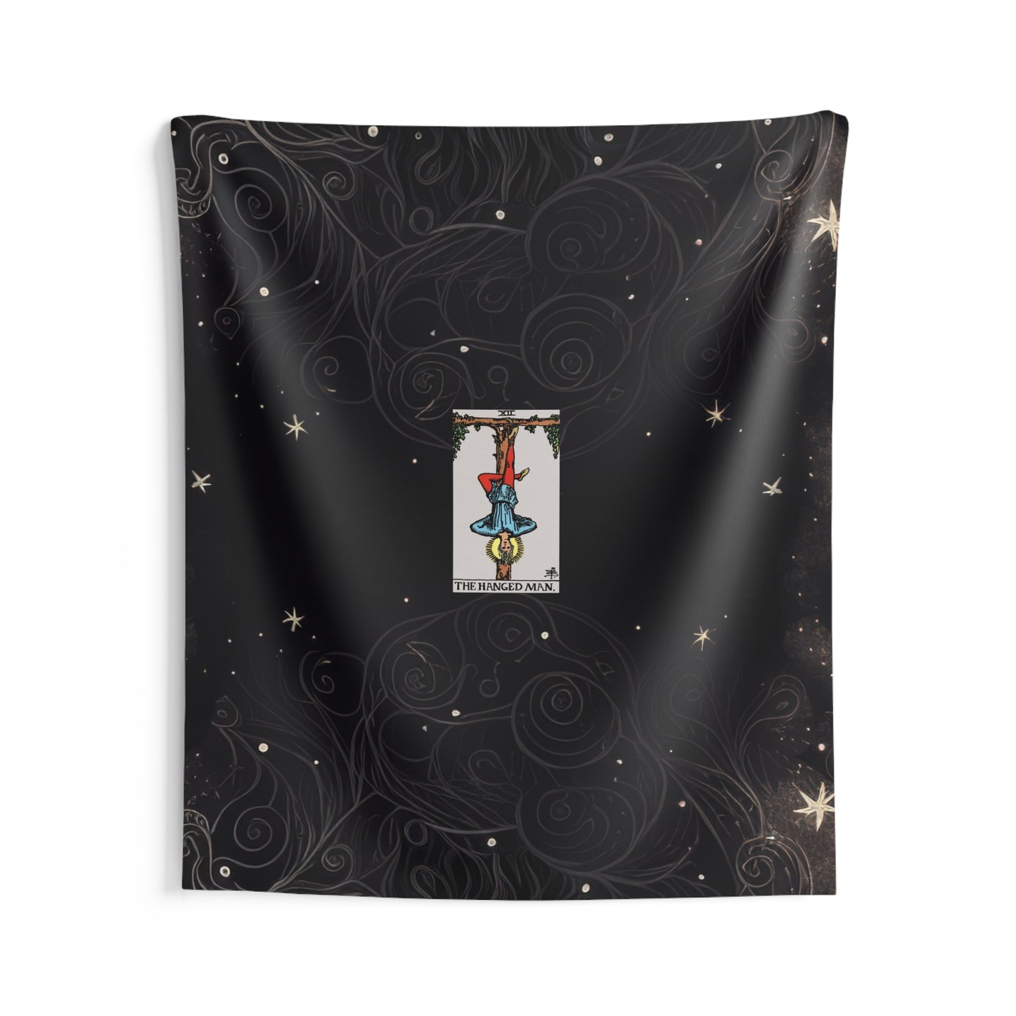 The Hanged Man Tarot Card Altar Cloth or Tapestry with Starry Background