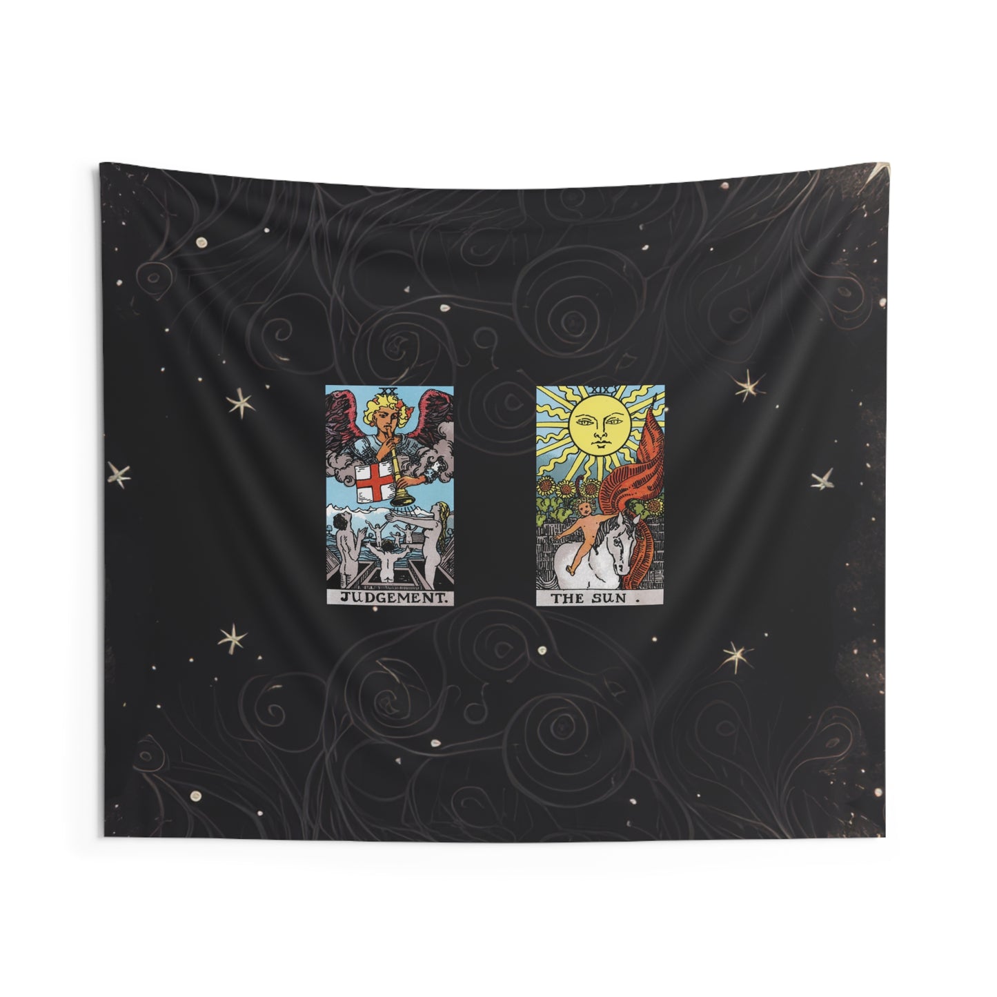 The Judgement AND The Sun Tarot Cards Altar Cloth or Tapestry with Starry Background