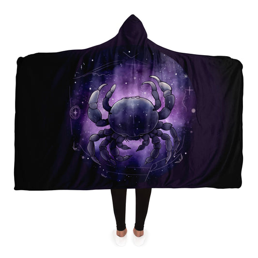 Cancer Purple Caricature with Stars Shadowed Hooded Blanket