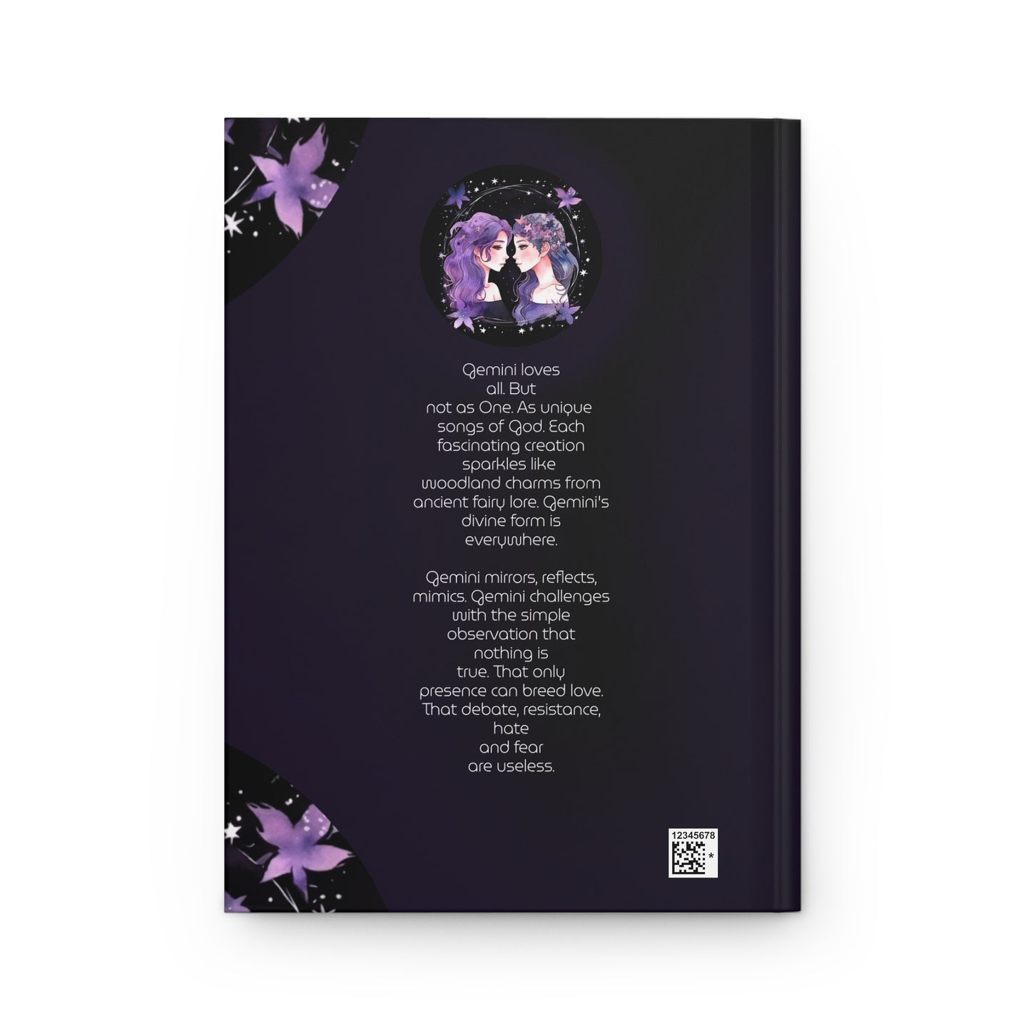 Gemini Purple Twins with Poem Hardcover 150 Page Journal