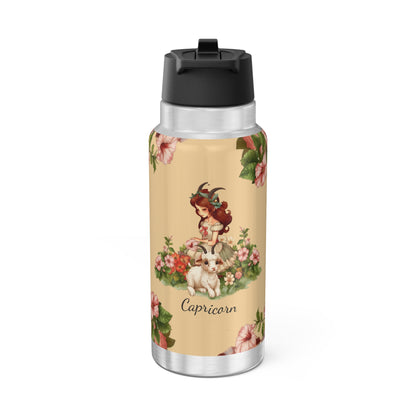Capricorn Zodiac Sign Vintage Illustration ~ 32oz Tumbler With Lid and Straw