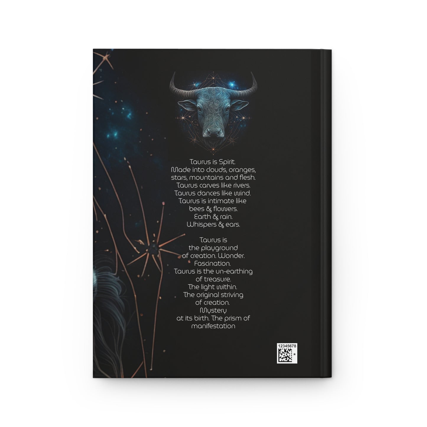 Taurus with Blue Stars with Poem Hardcover 150 Page Journal