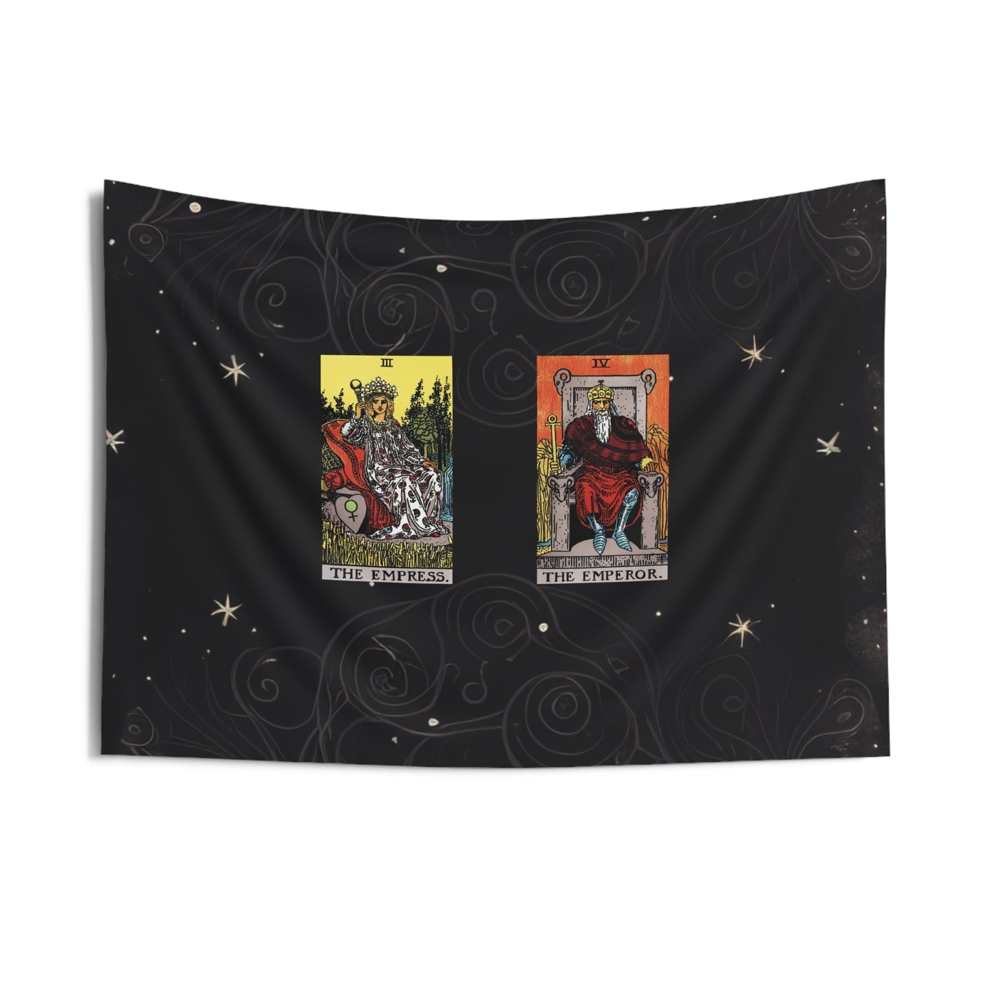 The Emperor AND The Empress Tarot Cards Altar Cloth or Tapestry with Starry Background