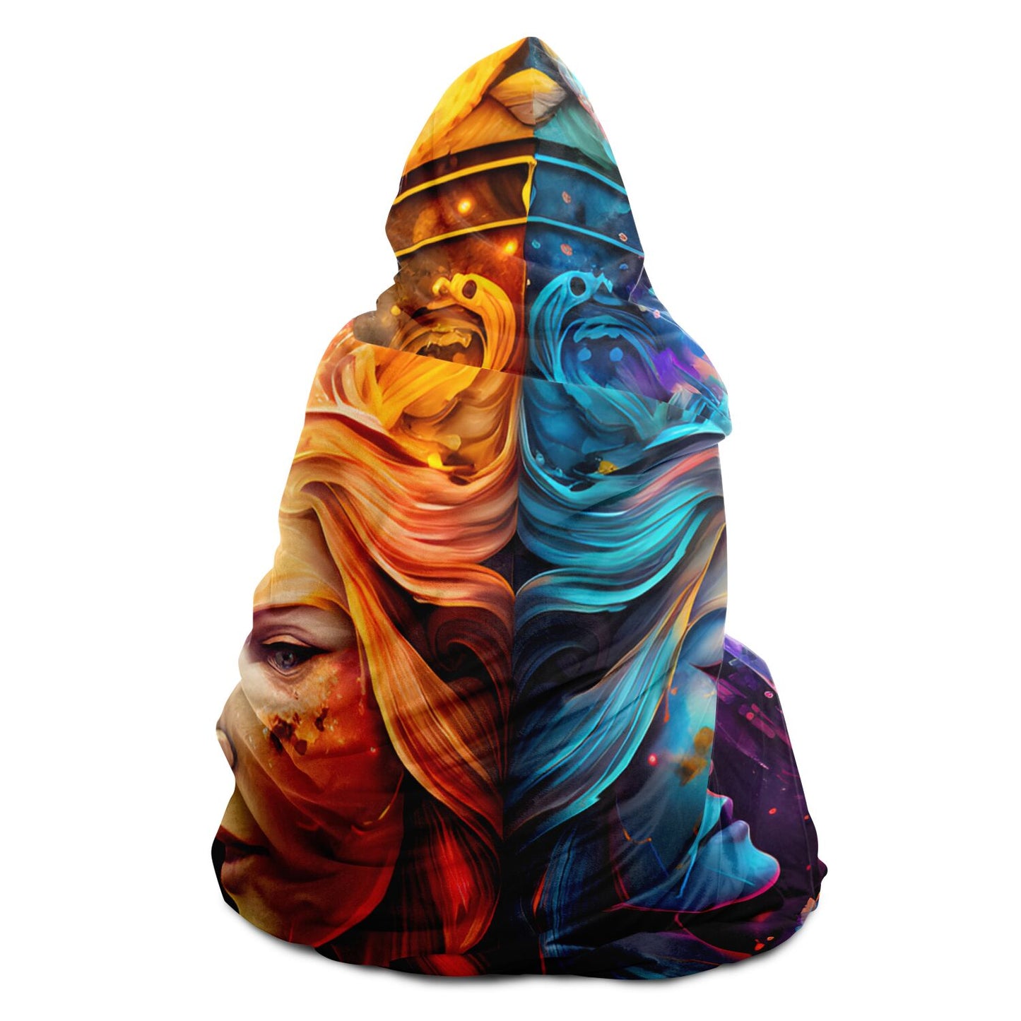 Gemini Water and Fire Twins Hooded Blanket