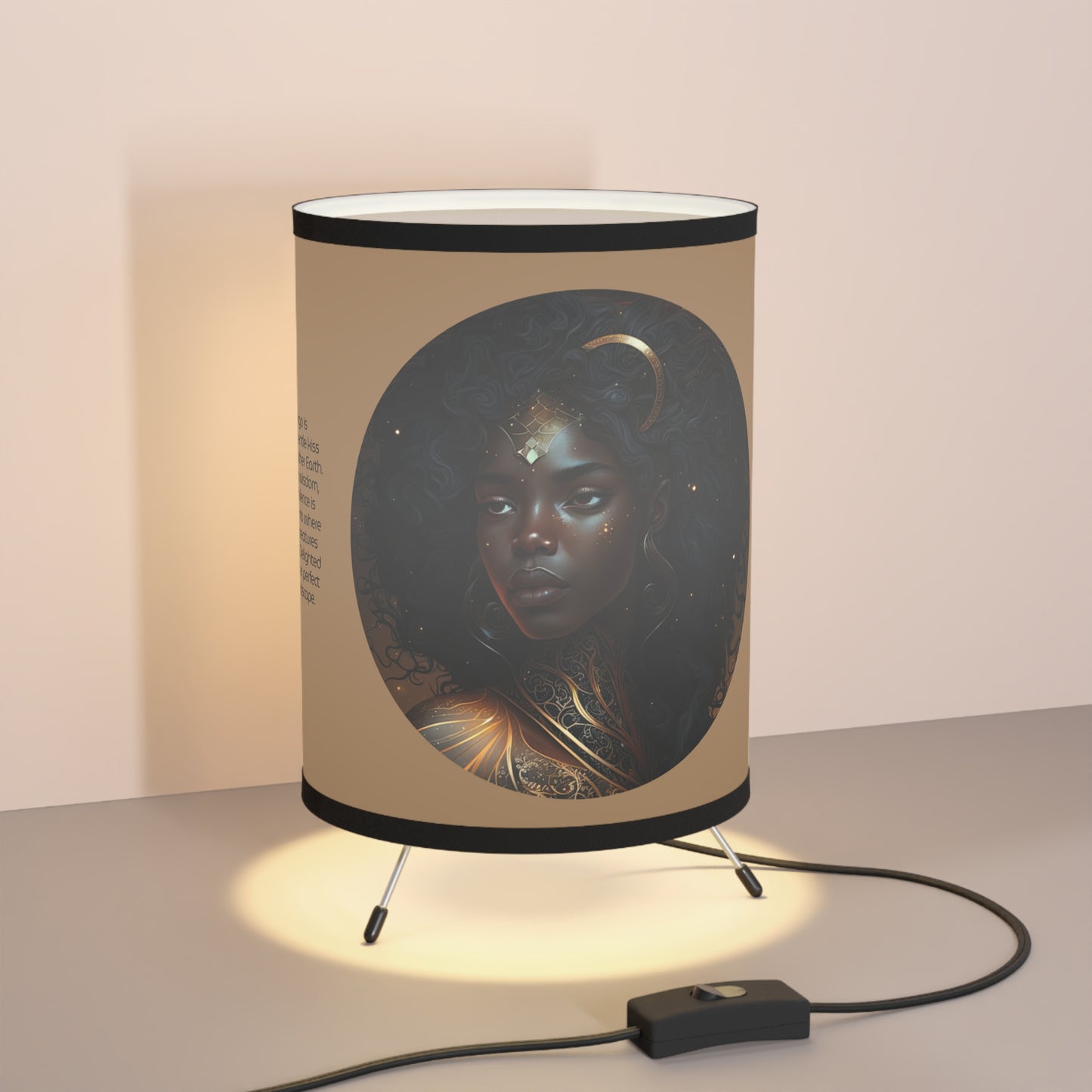 Virgo Goddess with Inspirational Poem Tripod Lamp with Printed Shade, US\CA plug